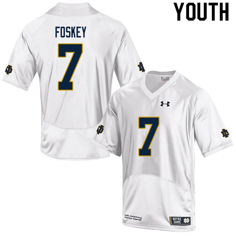 Youth #7 Isaiah Foskey Notre Dame Fighting Irish College Football Jerseys Sale-White